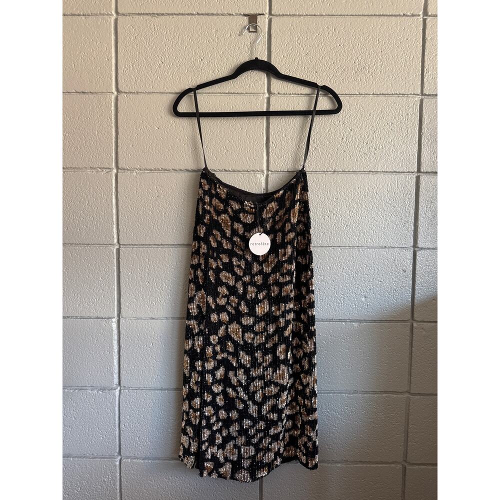 NWT Retrofete Sequin Veronica Leopard Print Midi Skirt size S with Slit